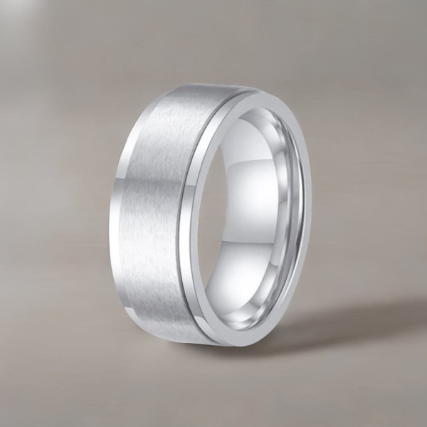 Bague personnalisee titane homme anneau mat brosse tournant a graver