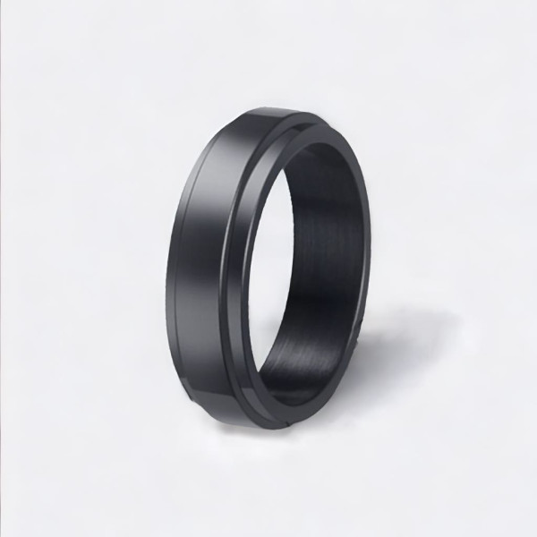 Anello da uomo in titanio personalizzato, anello antistress rotante nero da incidere