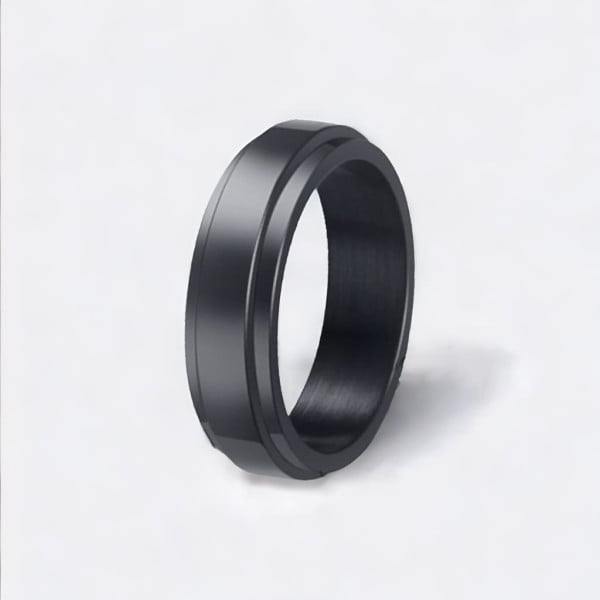 Gepersonaliseerde titanium herenring, zwarte antistress roterende ring voor graveren