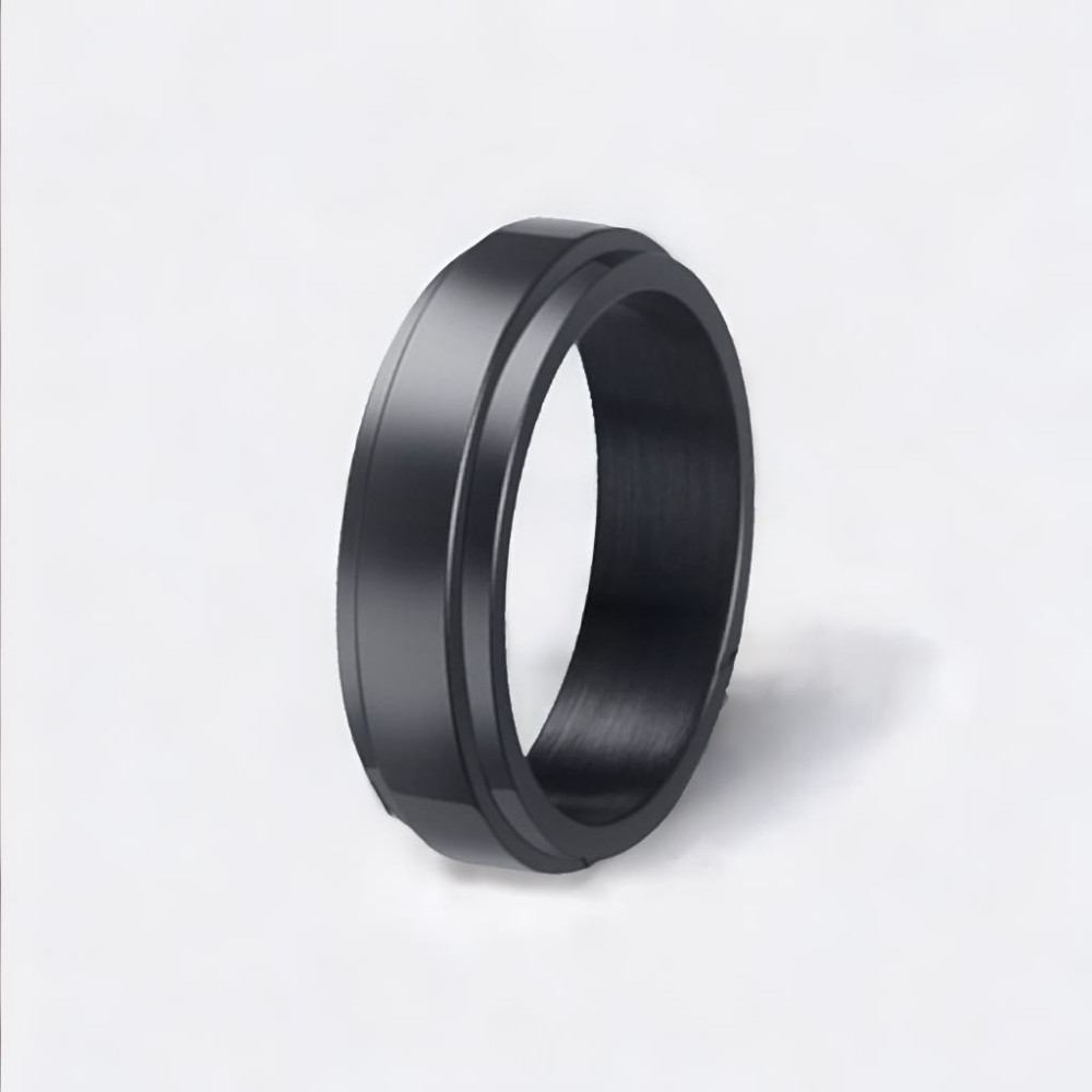 Men's Black Titanium Spinner Band Custom Ring