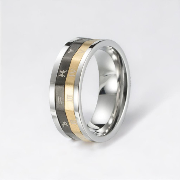 Bague Or Plaqué Homme Croix Acier Inoxydable 8mm - Bague Anti Stress Idée Cadeau