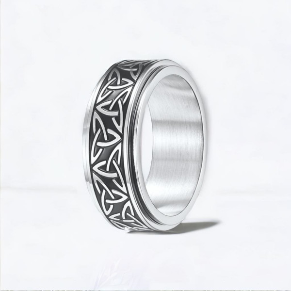 Bague homme anneau tournant antistress acier noeud celtique