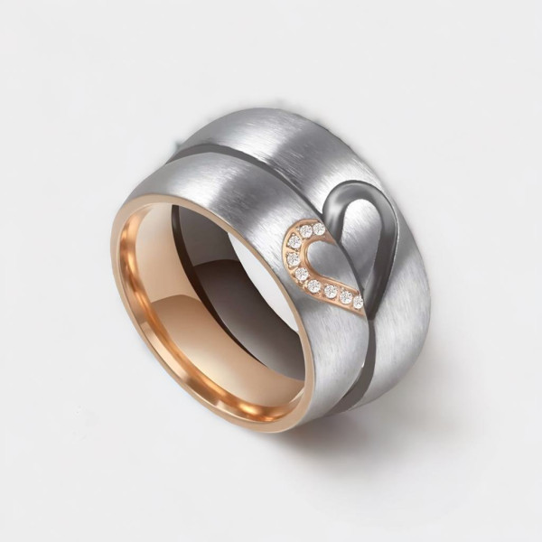 Anello coppia in acciaio con incisione cuore alleanza personalizzata