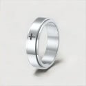Anello da uomo girevole con croce in acciaio antistress