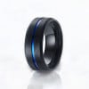 Anillo de acero para hombre anillo negro pincel línea azul para grabar