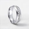 Bague alliance acier ligne zirconium personnalisable