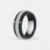 Bague ceramique noire femme multi-facette ligne zirconium