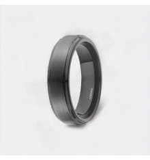 Bague de mariage en céramique noire brossée – Alliance personnalisable unisexe