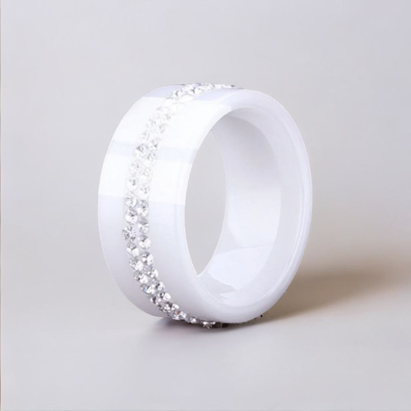Bague femme ceramique anneau plat bande zirconium