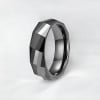 Bague anneau ceramique noire facettes homme femme