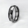 Faceted black ceramic ring for men and women