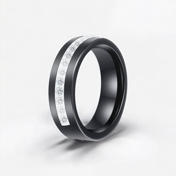 Bague alliance ceramique polie ligne zirconium