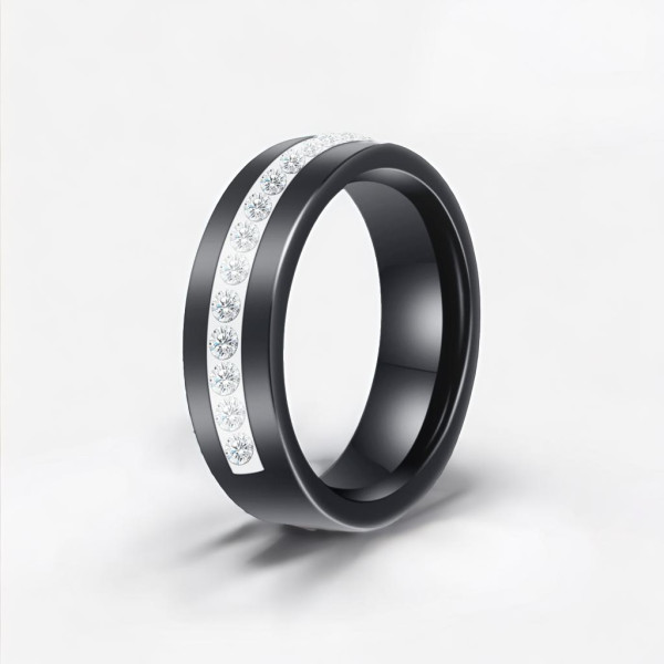 Bague alliance ceramique polie ligne zirconium