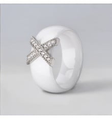 Anello da donna anelli in ceramica nera croce in acciaio zirconio