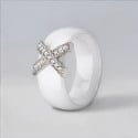 W Bague femme anneaux ceramique noire croix acier zirconium