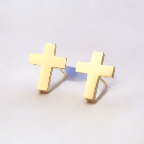 Pendientes cruz de acero para hombre - par