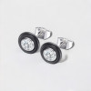 Boucles d'oreilles clous ceramique blanche zirconium - paire