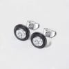 Boucles d'oreilles clous ceramique blanche zirconium - paire