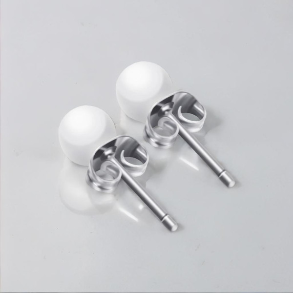 Boucles d'oreilles clous ceramique rose boule - paire