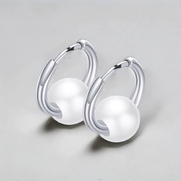 Boucles d'oreilles creoles boule ceramique noire finition polie - paire