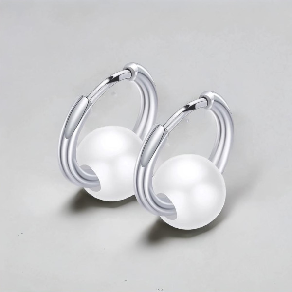 Boucles d'oreilles creoles boule ceramique noire finition polie - paire