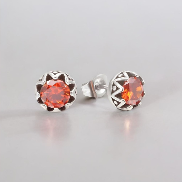 Boucles d'oreilles homme clous acier zirconium - paire