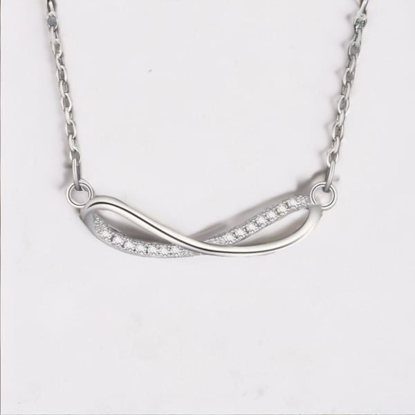 Pendentif collier chaine argent symbole infini zirconium