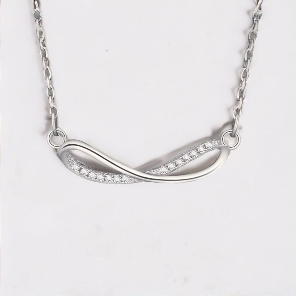 Pendentif collier chaine argent symbole infini zirconium