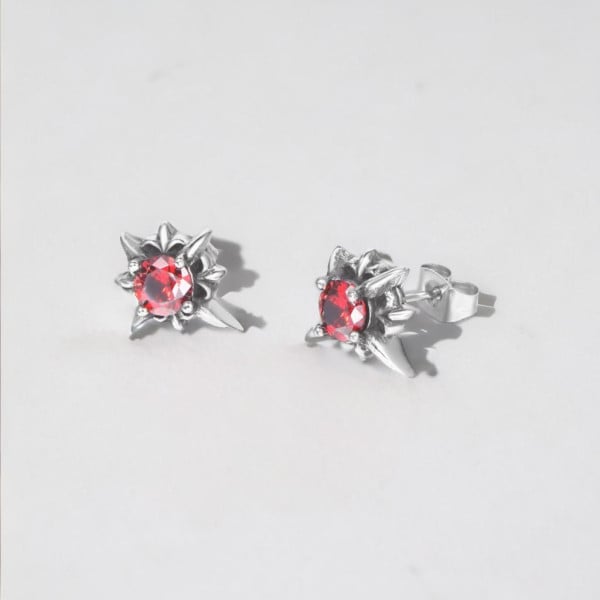 Boucles d'oreilles homme clous fleur de lys acier zirconium