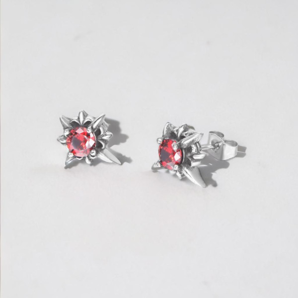 Boucles d'oreilles homme clous fleur de lys acier zirconium