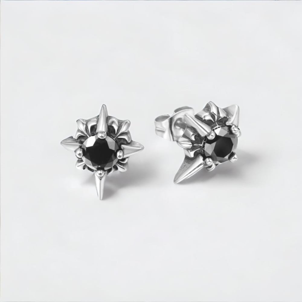 Boucles D'oreilles Anciennes Fleur De Lys - En Argent Sterling, Style Royaliste, Clous