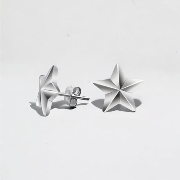 Boucles d'oreilles clous homme pentacle punk star acier - paire