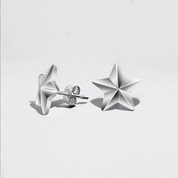 Pendientes de acero con forma de estrella punk pentáculo para hombre - par
