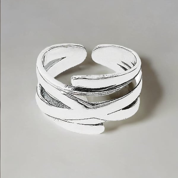 Bague ouverte argent lignes croisees femme