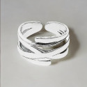 Women's open silver crossed lines ring