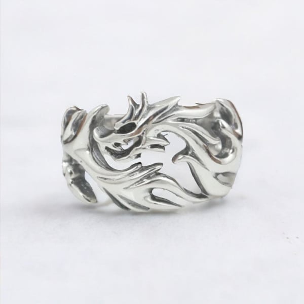 Men's Sterling Silver Dragon Open Ring
