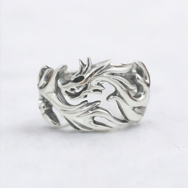 Silberring Herren-Biker-Drachen-Sternzeichenring