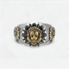 Men's Sterling Silver Lion Head Fleur de lys Signet Open RIng