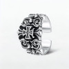 Men's Sterling Silver Adjustable Open Maltese Cross Fleur de lys Ring