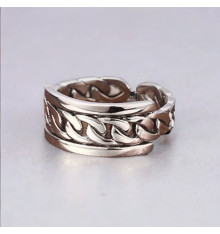 Anello treccia aperta in argento a doppia catena