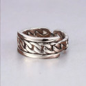 Men's Sterling Silver Double Chain Open Ring