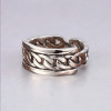 Anillo trenzado abierto doble cadena plata