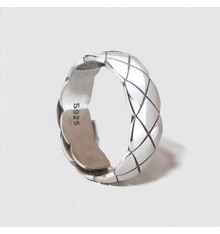 Anello aperto con scanalature per anelli in argento massiccio per uomo e donna