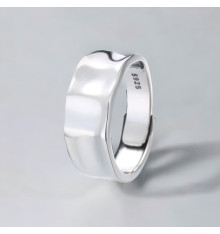 Anello da uomo in argento martellato con bracciale rigido aperto concavo