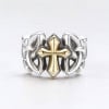 Bague argent chevaliere homme croix ouvert
