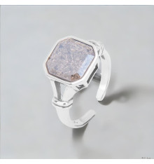 Anello da donna cavaliere aperto argento cristallo marrone quadrato
