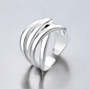 Women's Sterling Silver Polished Minimalist Chased Open Ring