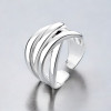 Women's Sterling Silver Polished Minimalist Chased Open Ring