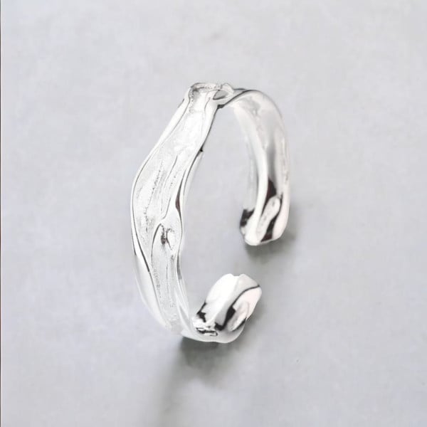 Women's Sterling Silver Concave Hammered Open Ring