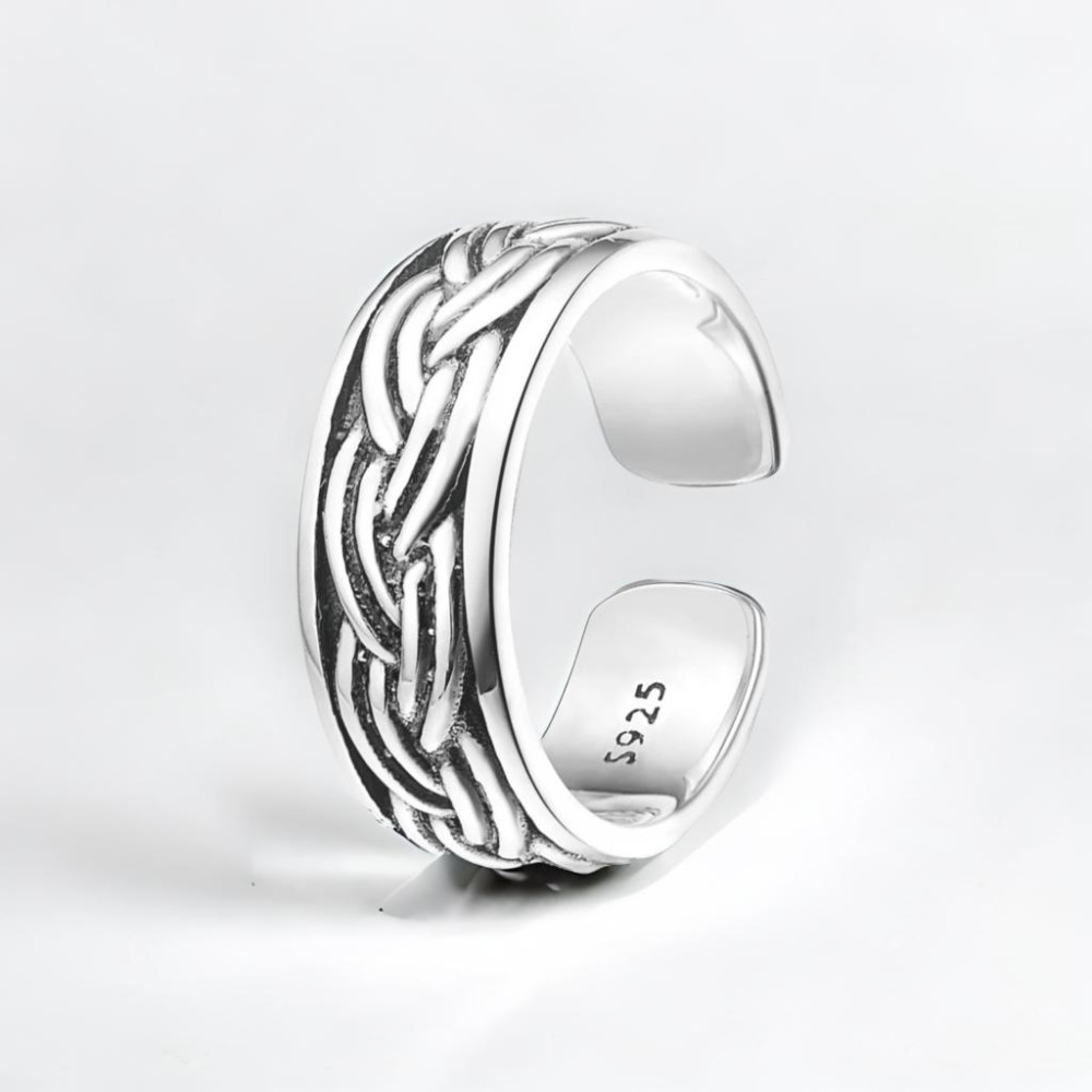 Men's Sterling Silver Celtic Cord Pattern Open Ring